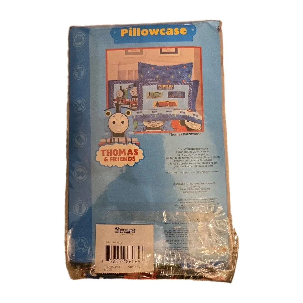 Vntg Thomas & Friends Pillowcases Set of 2 Patchwork Thomas Standard Bedding NIP
